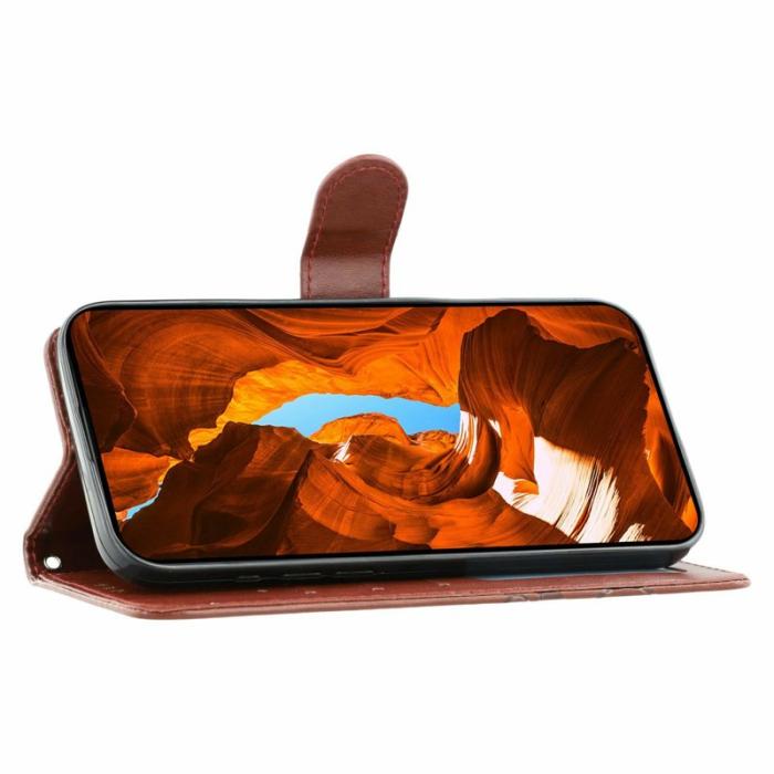 OEM - Oppo Find X9 Pro 5G Fodral PU Läder Impräntad Rosfjäril - Brun