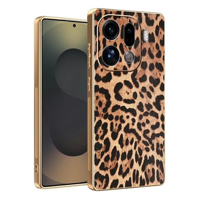 OEM - Oppo Find X9 Pro 5G Fodral PU Läder Leopardtryck - Vit