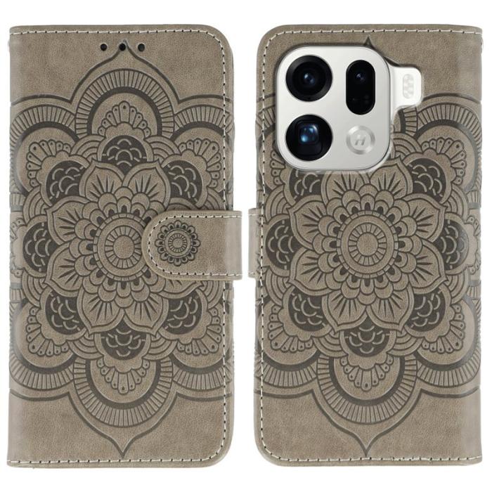 OEM - Oppo Find X9 Pro 5G Fodral PU Läder Mandala - Grå