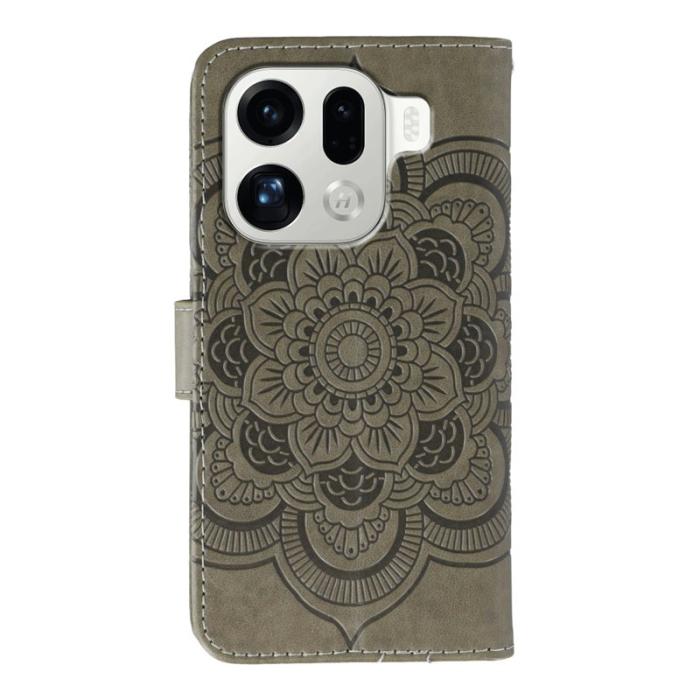 OEM - Oppo Find X9 Pro 5G Fodral PU Läder Mandala Mönster - Grå