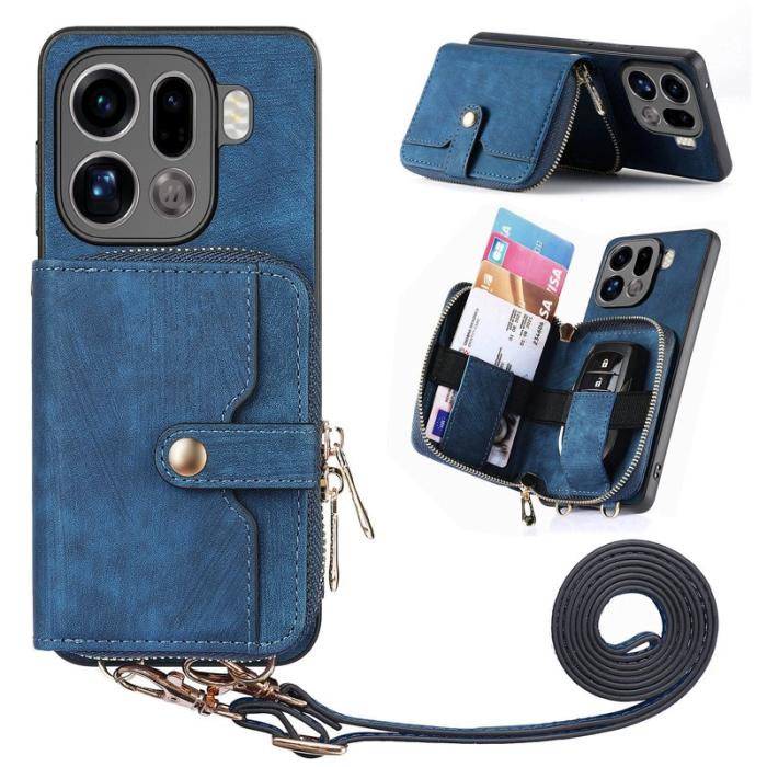 OEM - Oppo Find X9 Pro 5G Fodral PU Läder Med Dragkedja - Blå