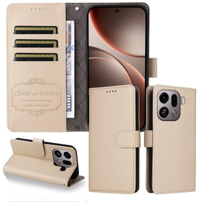 OEM - Oppo Find X9 Pro 5G Fodral PU Läder RFID Skydd - Krämvit