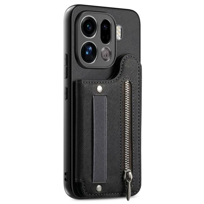 OEM - Oppo Find X9 Pro 5G Kortfack Fodral Äkta Läder Handrem - Svart