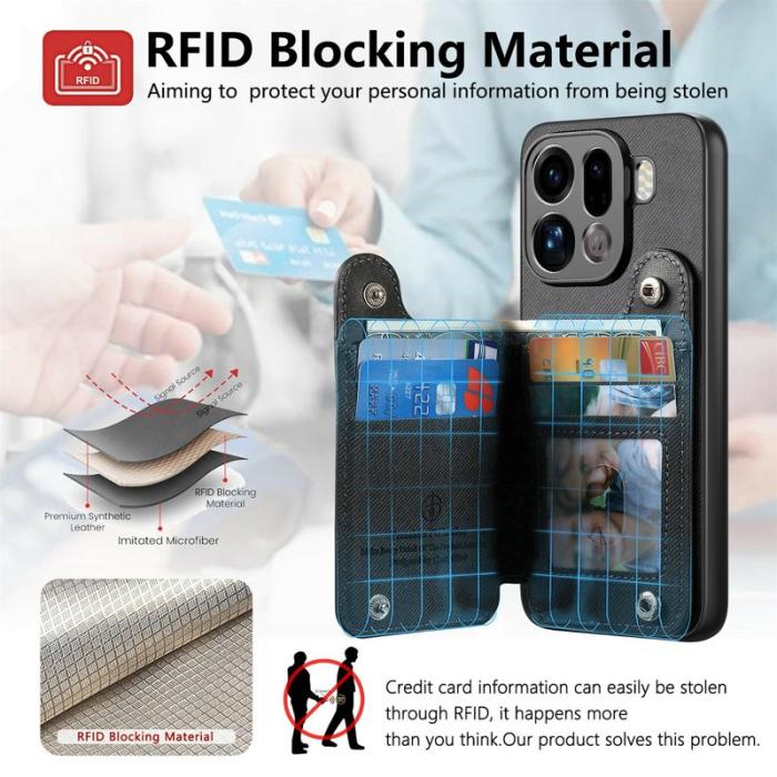 OEM - Oppo Find X9 Pro 5G Kortfack Fodral Äkta Läder Handrem - Svart