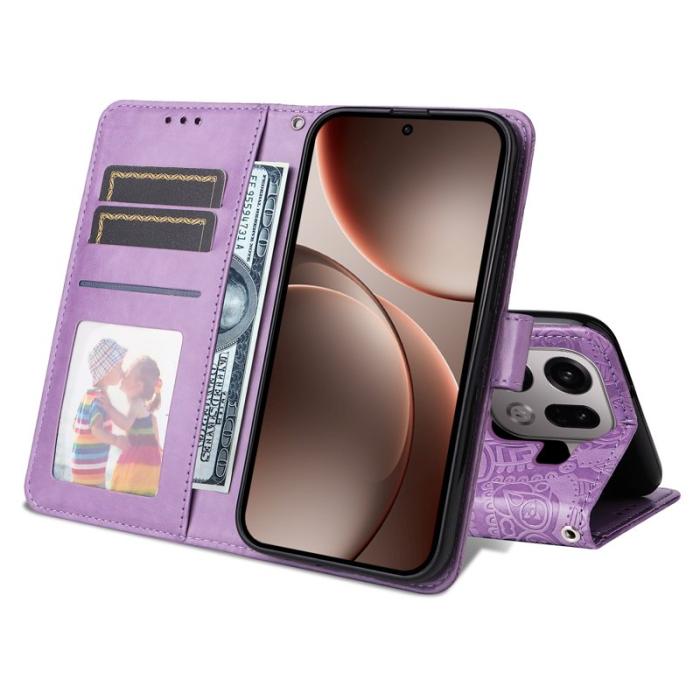 OEM - Oppo Find X9 Pro 5G Kortfack Fodral Äkta Läder - Lila