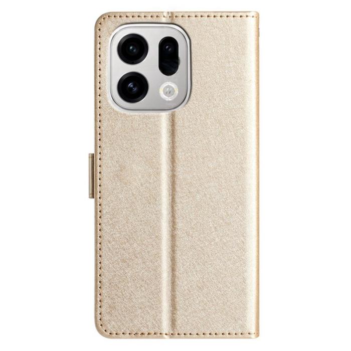 OEM - Oppo Find X9 Pro 5G Kortfack Fodral Äkta Läder Magnetlås - Guld