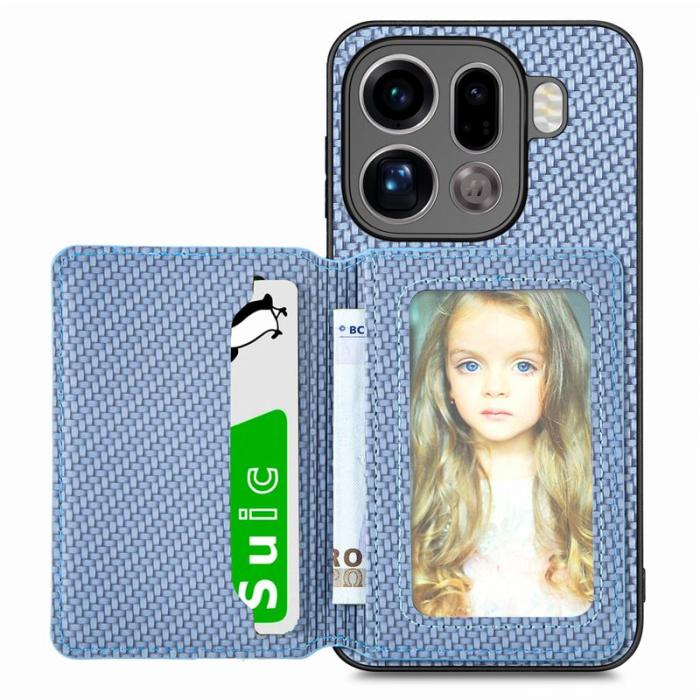 OEM - Oppo Find X9 Pro 5G Kortfack Fodral Äkta Läder RFID Skydd - Blå