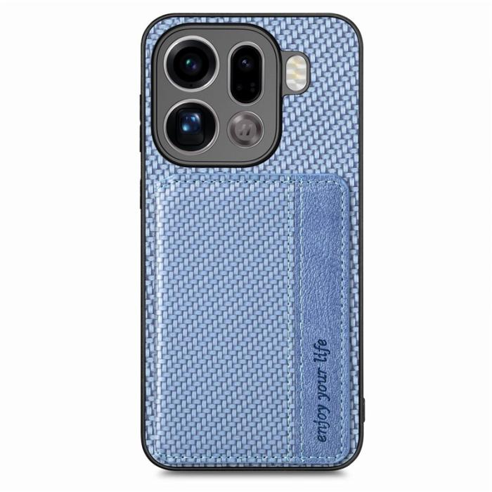 OEM - Oppo Find X9 Pro 5G Kortfack Fodral Äkta Läder RFID Skydd - Blå