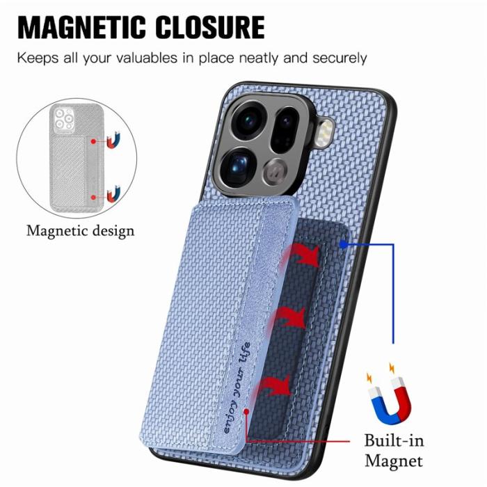 OEM - Oppo Find X9 Pro 5G Kortfack Fodral Äkta Läder RFID Skydd - Blå