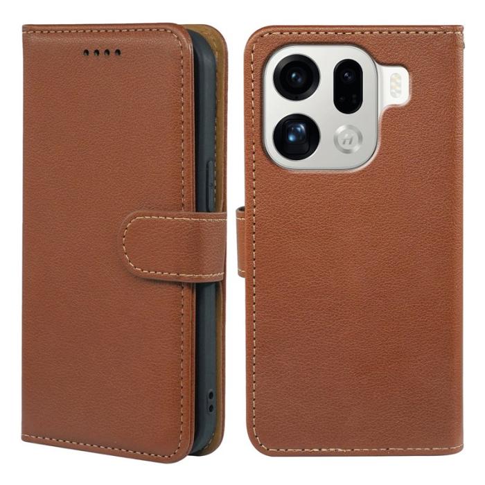 OEM - Oppo Find X9 Pro 5G Kortfack Fodral Äkta Läder RFID Skydd - Brun