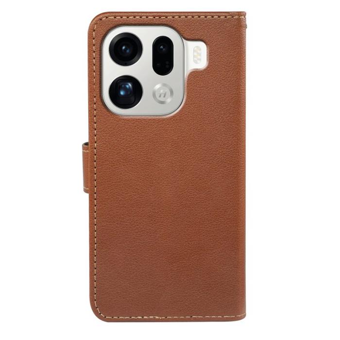 OEM - Oppo Find X9 Pro 5G Kortfack Fodral Äkta Läder RFID Skydd - Brun