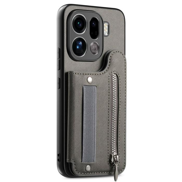 OEM - Oppo Find X9 Pro 5G Kortfack Fodral Äkta Läder RFID Skydd - Grå