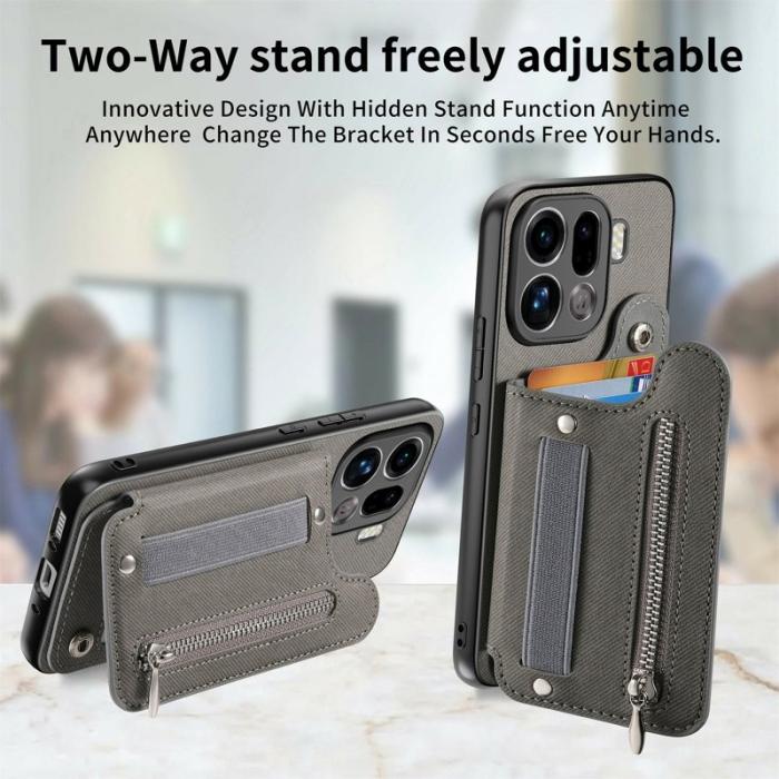 OEM - Oppo Find X9 Pro 5G Kortfack Fodral Äkta Läder RFID Skydd - Grå