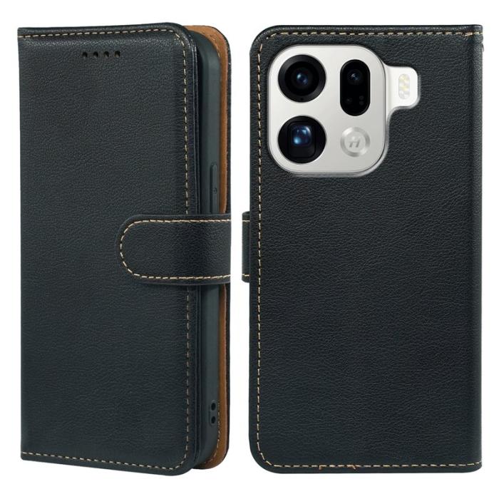 OEM - Oppo Find X9 Pro 5G Kortfack Fodral Äkta Läder RFID Skydd - Svart