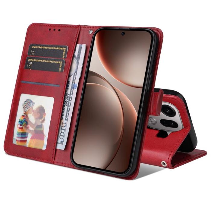 OEM - Oppo Find X9 Pro 5G Kortfack Fodral PU Läder Flip - Röd