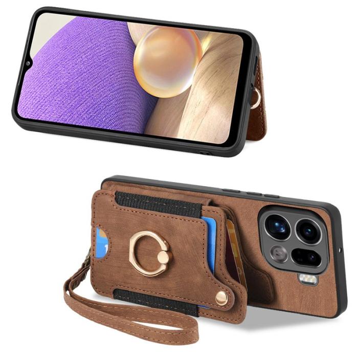 OEM - Oppo Find X9 Pro 5G Kortfack Fodral PU Läder RFID Skydd - Brun