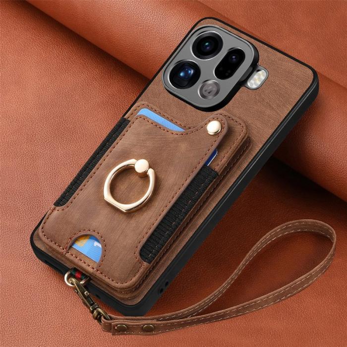 OEM - Oppo Find X9 Pro 5G Kortfack Fodral PU Läder RFID Skydd - Brun