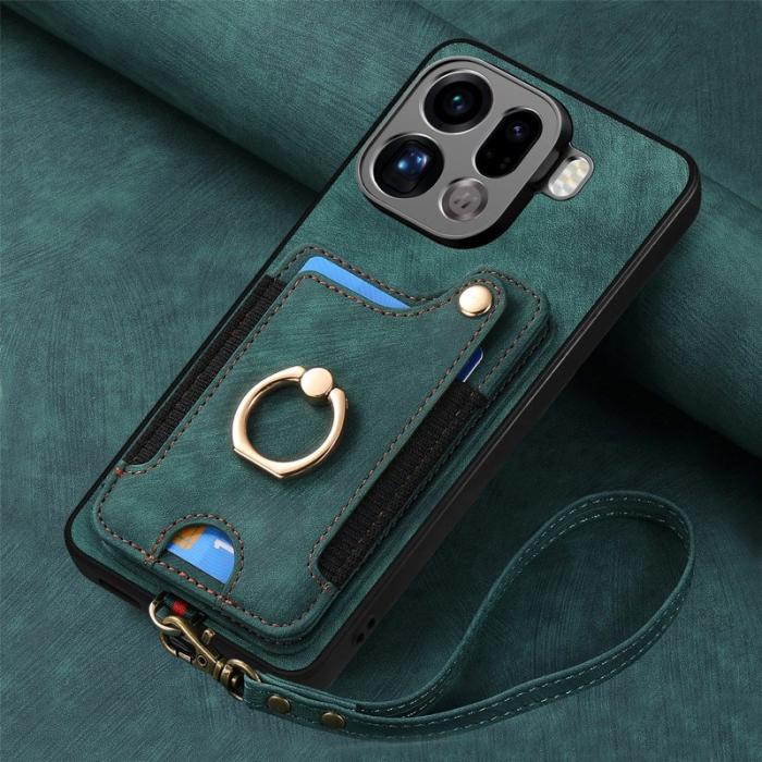 OEM - Oppo Find X9 Pro 5G Kortfack Fodral PU Läder RFID Skydd - Grön