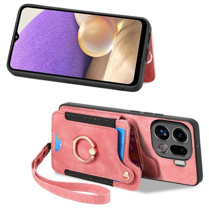 OEM - Oppo Find X9 Pro 5G Kortfack Fodral PU Läder RFID Skydd - Rosa