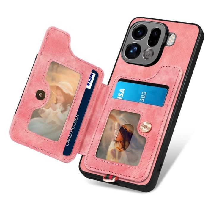 OEM - Oppo Find X9 Pro 5G Kortfack Fodral PU Läder RFID Skydd - Rosa