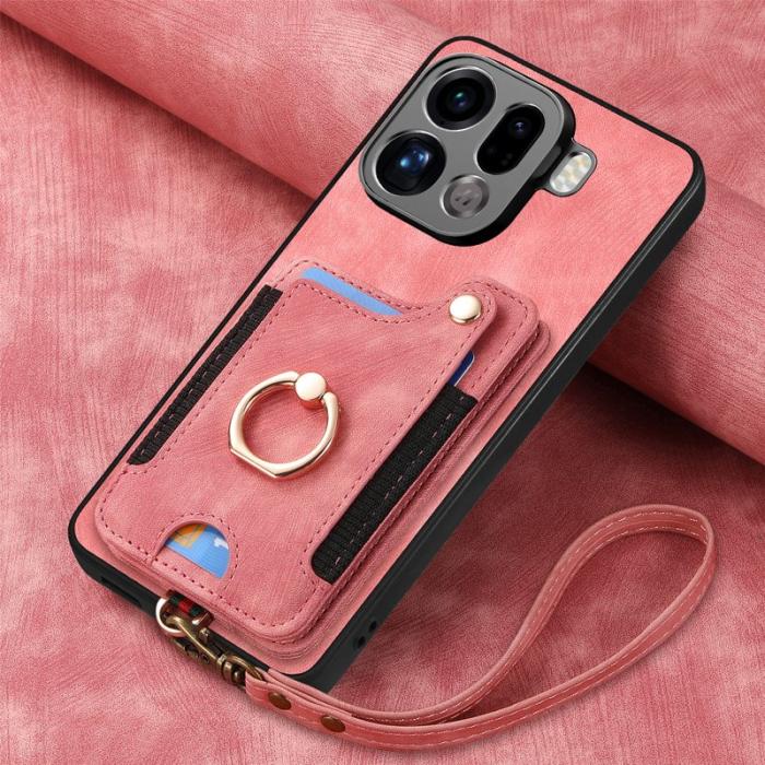 OEM - Oppo Find X9 Pro 5G Kortfack Fodral PU Läder RFID Skydd - Rosa