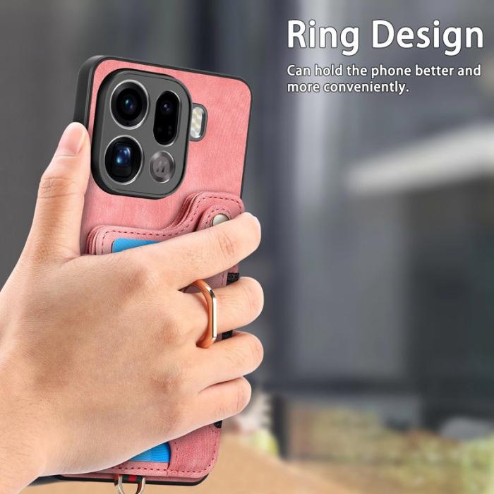 OEM - Oppo Find X9 Pro 5G Kortfack Fodral PU Läder RFID Skydd - Rosa