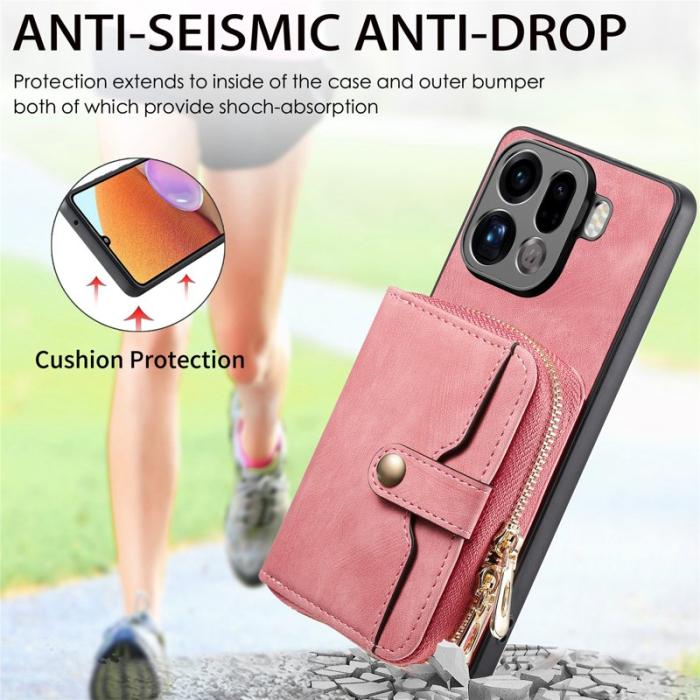 OEM - Oppo Find X9 Pro 5G Kortfack Fodral PU Läder - Rosa