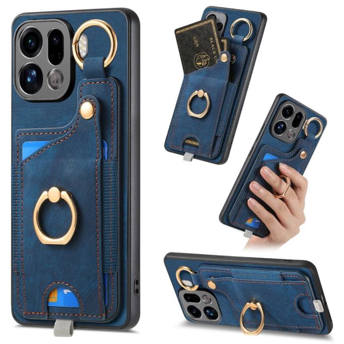 OEM - Oppo Find X9 Pro 5G Ring Fodral Äkta Läder - Blå