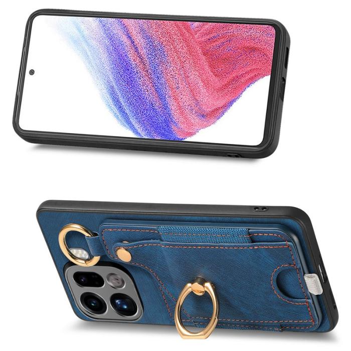 OEM - Oppo Find X9 Pro 5G Ring Fodral Äkta Läder - Blå