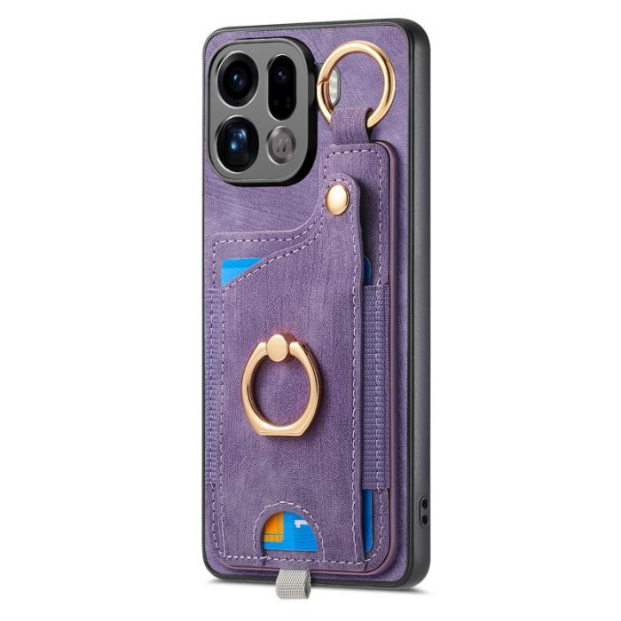 OEM - Oppo Find X9 Pro 5G Ring Fodral Äkta Läder - Lila