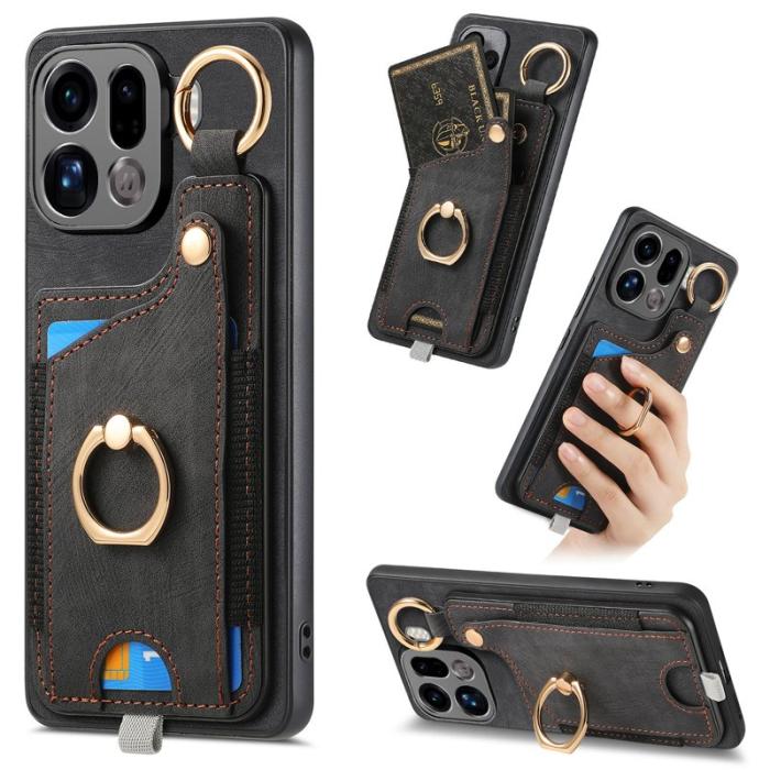 OEM - Oppo Find X9 Pro 5G Ring Fodral Äkta Läder - Svart