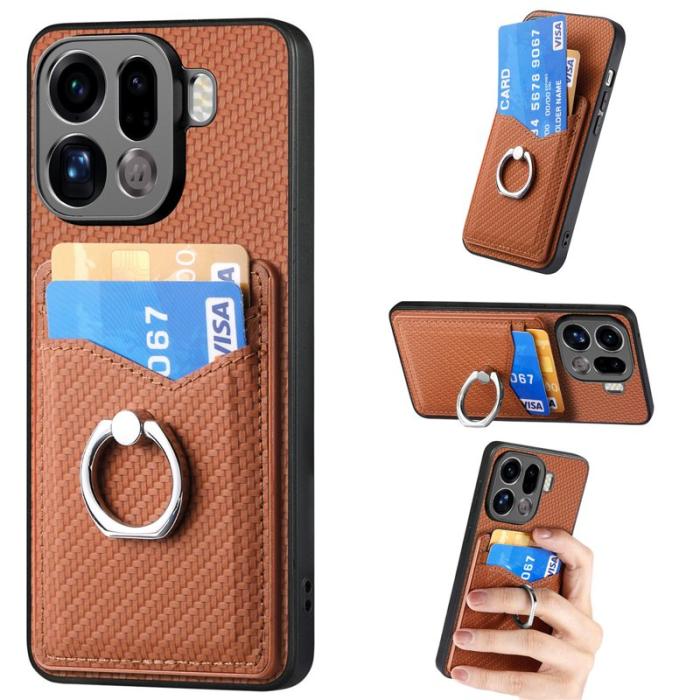 OEM - Oppo Find X9 Pro 5G Ring Fodral PU Läder - Brun