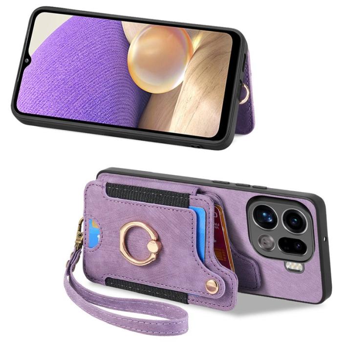 OEM - Oppo Find X9 Pro 5G Ring Fodral PU Läder RFID Skydd - Lila