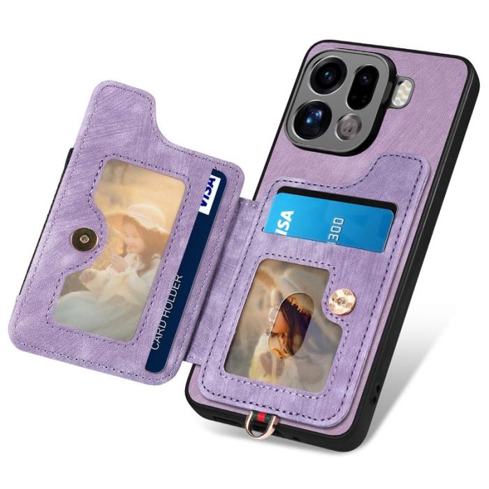 OEM - Oppo Find X9 Pro 5G Ring Fodral PU Läder RFID Skydd - Lila