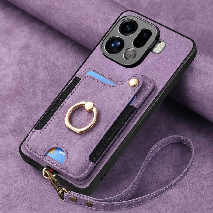 OEM - Oppo Find X9 Pro 5G Ring Fodral PU Läder RFID Skydd - Lila