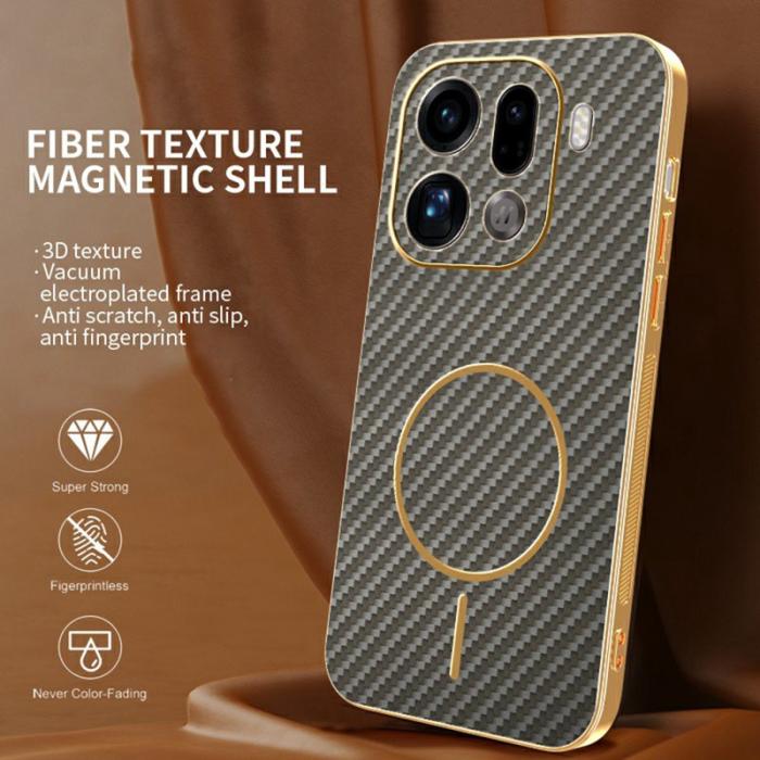 OEM - Oppo Find X9 Pro 5G Skal Plast Kolfiber Texturerad - Kaffe