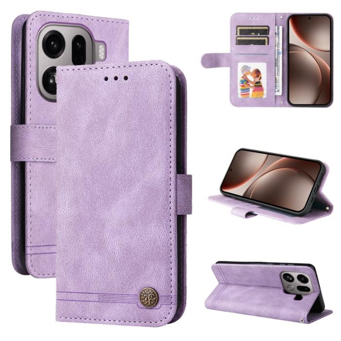 OEM - Oppo Find X9 Pro 5G Ställ Fodral Äkta Läder - Lila