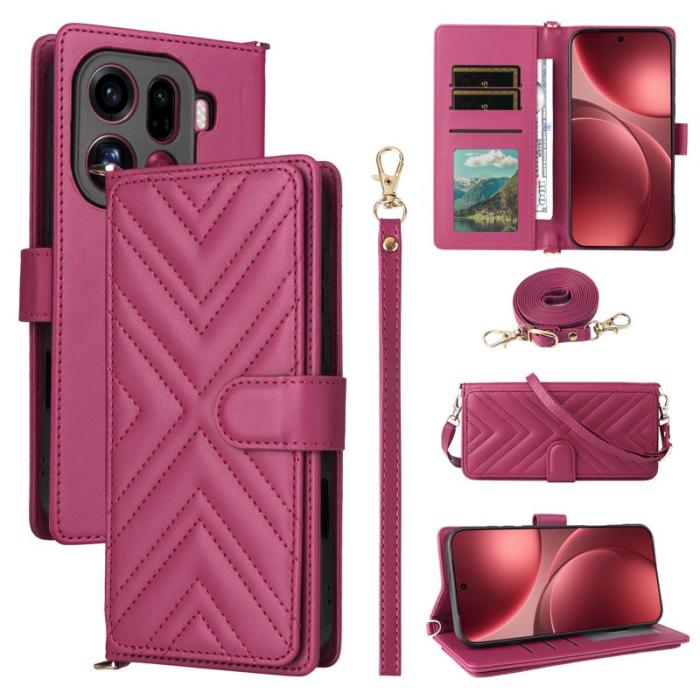 OEM - Oppo Find X9 Pro 5G Ställ Fodral Äkta Läder - Rosa