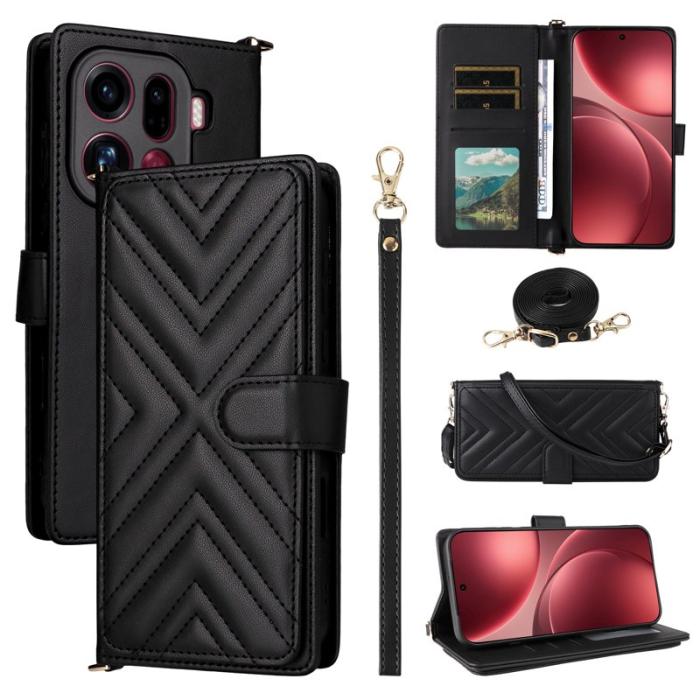 OEM - Oppo Find X9 Pro 5G Ställ Fodral Äkta Läder - Svart