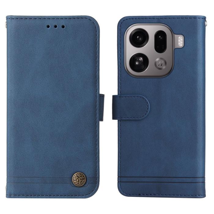 OEM - Oppo Find X9 Pro 5G Ställ Fodral Handrem Äkta Läder - Blå
