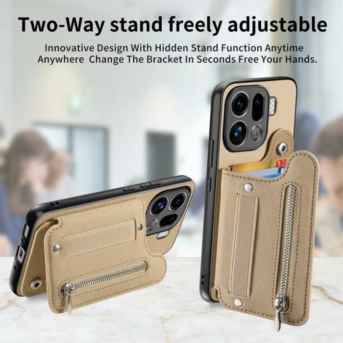 OEM - Oppo Find X9 Pro Fodral Äkta Läder RFID Skydd - Khaki