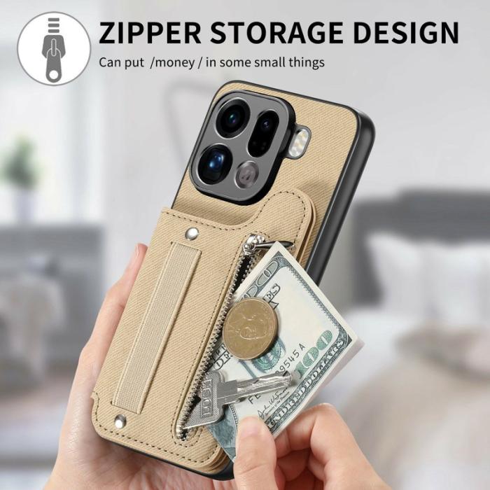 OEM - Oppo Find X9 Pro Fodral Äkta Läder RFID Skydd - Khaki