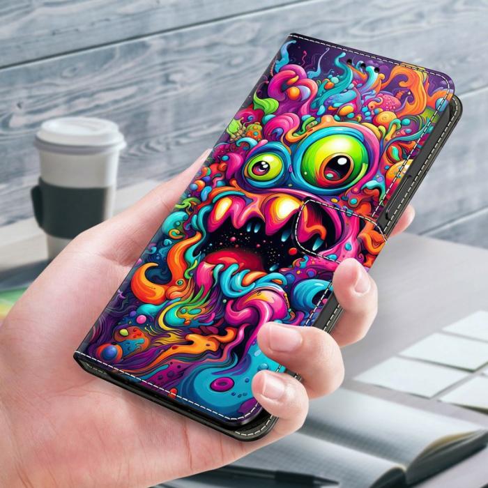 OEM - Qilin Samsung Galaxy A37 Plånboksfodral Konstläder Mönstertryck - Graffiti