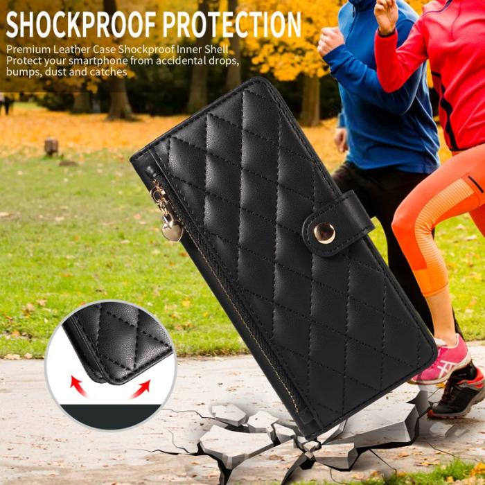 OEM - Rhombus Samsung Galaxy A35 5G Fodral Äkta Läder Ställ - Svart