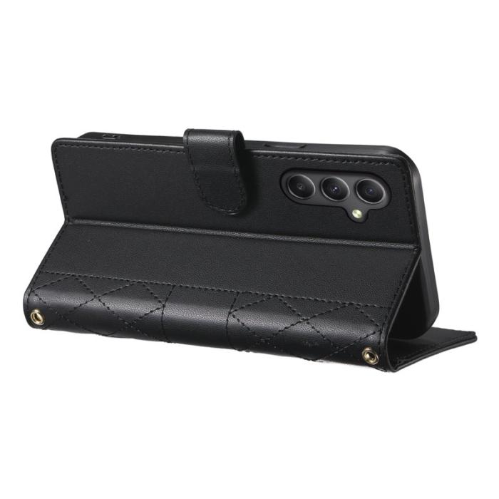 OEM - Rhombus Samsung Galaxy A35 5G Fodral Äkta Läder - Svart