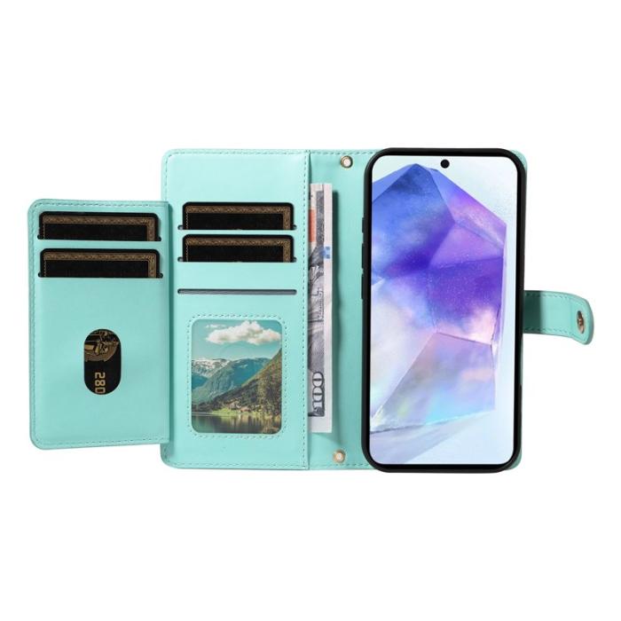 OEM - Rhombus Samsung Galaxy A55 5G Plånboksfodral Konstläder - Ljusgrön