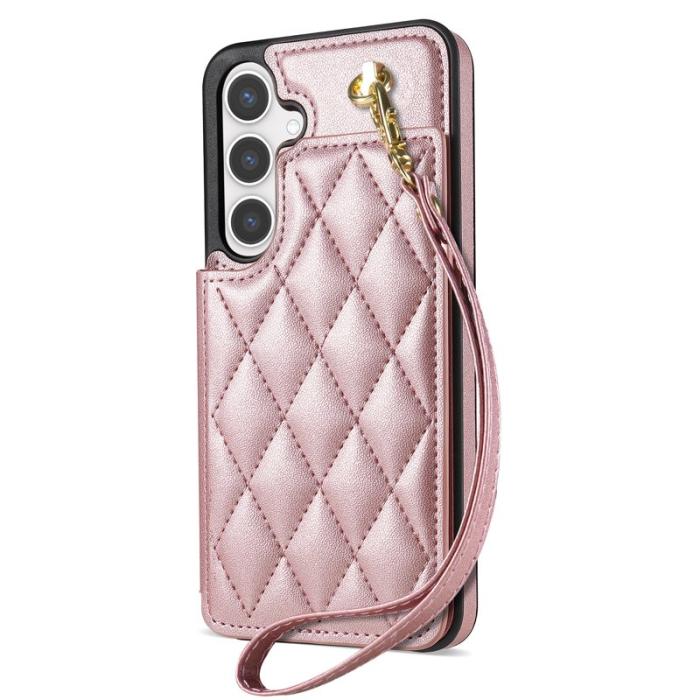 OEM - Rhombus Samsung Galaxy A55 5G Skal Äkta Läder + TPU - Roséguld