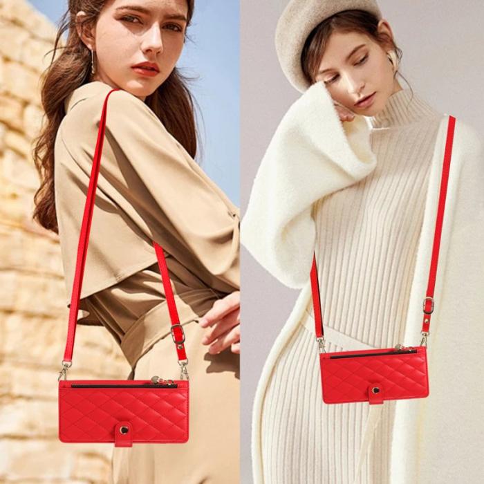 OEM - Rhombus Samsung Galaxy S26 Fodral Äkta Läder Ställ - Röd