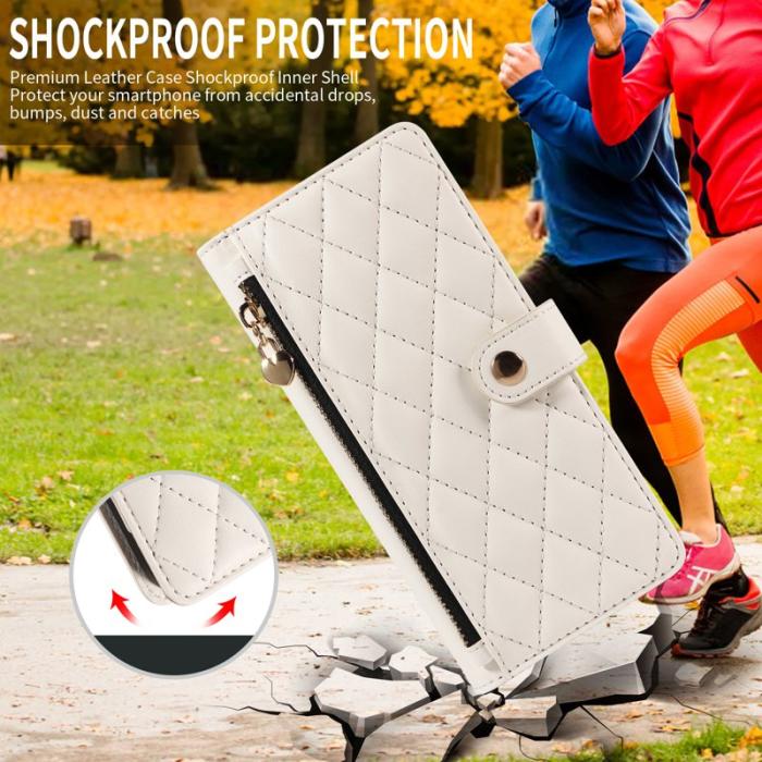 OEM - Rhombus Samsung Galaxy S26 Fodral Äkta Läder Ställ - Vit