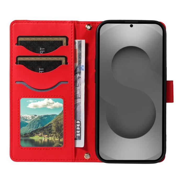 OEM - Rhombus Samsung Galaxy S26 Ultra Fodral Äkta Läder - Röd